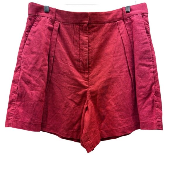 Abercrombie & Fitch Pants - Abercrombie & Fitch Shorts Women's L Red Ultra High Rise Linen Blend Pleated